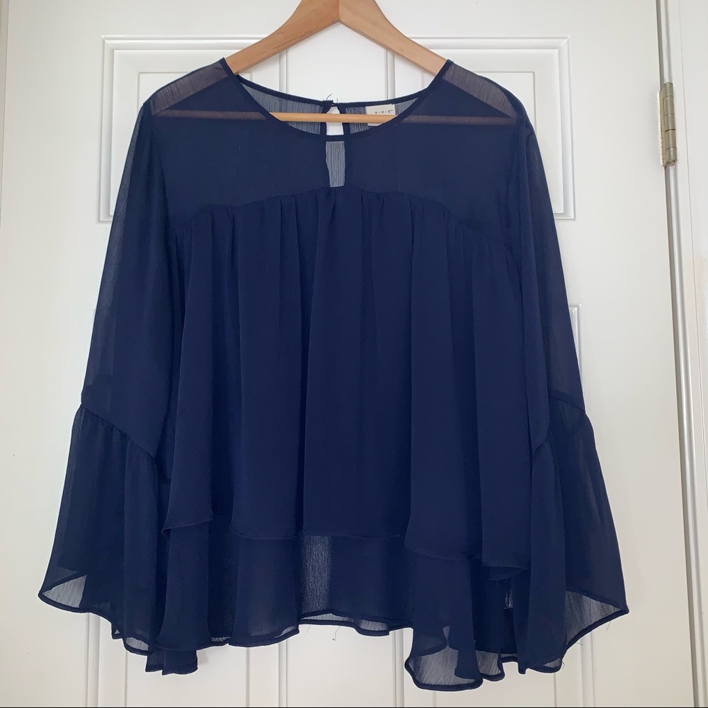Sheet Navy Blouse